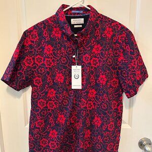 Denim & Flower Ricky Singh Slim Fit Blue Red Floral Shirt